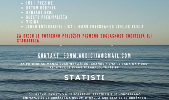 POZIV NA AUDICIJU – PRIJAVITE SE ZA STATIRANJE NA DUGOM OTOKU